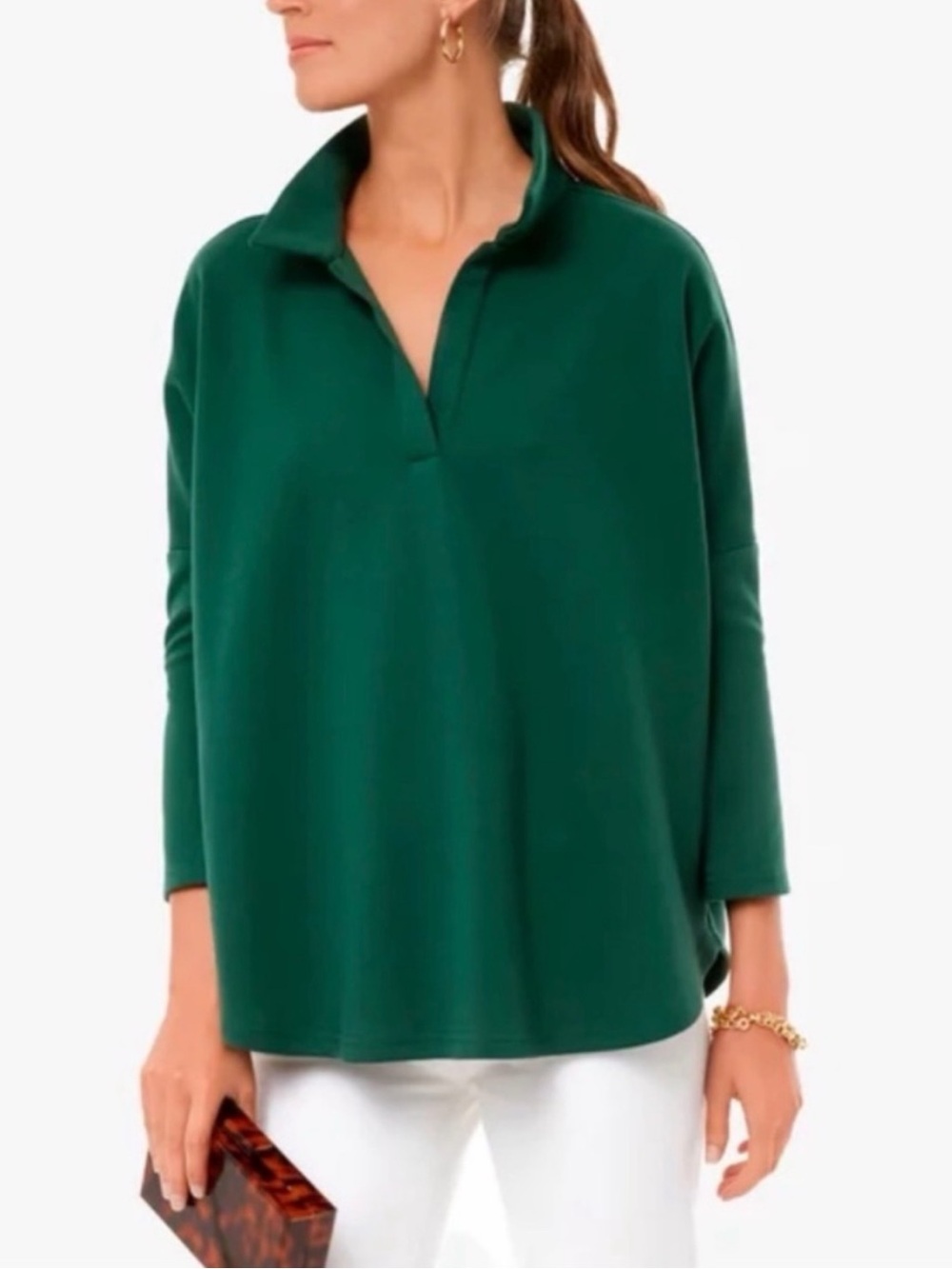 Pomander Place Tuckernuck Jaguar Green Easy Polo Swing Sweatshirt Pullover M/L